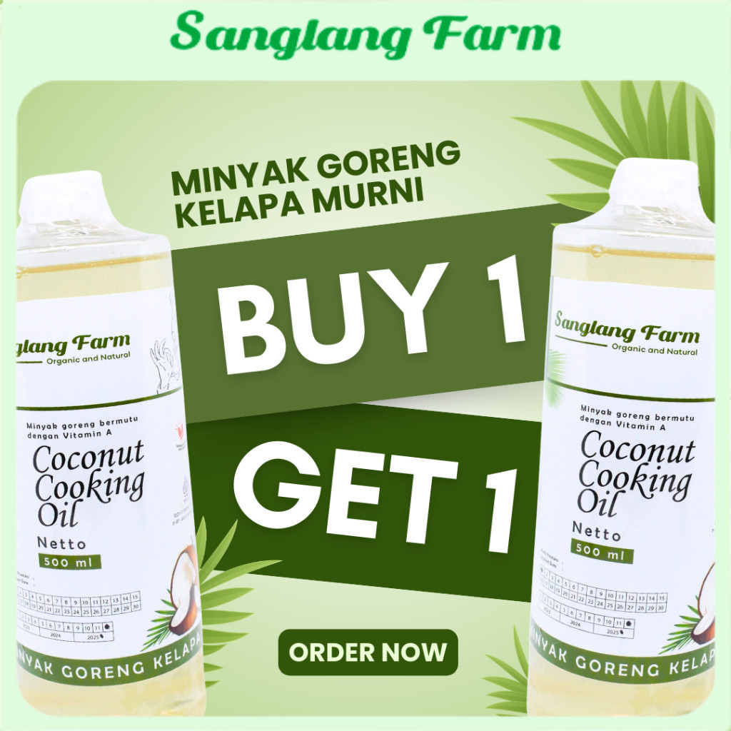 

Minyak Goreng Kelapa Murni Premium Coconut Cooking Oil (CCO) klentik 500 ml Sanglang Farm