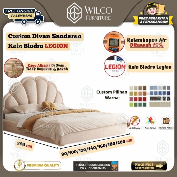 Custom Divan Sandaran Kerang Bludru | Divan Sandaran Custom Bludru Legion | Custom Divan Palembang -