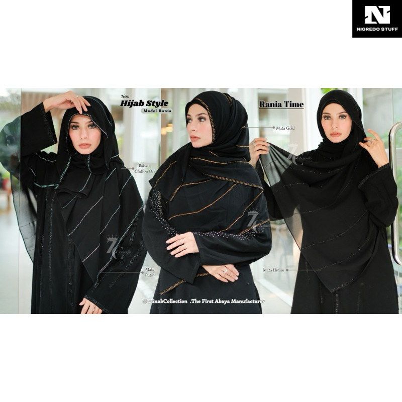 New Hijab Pashmina hitam mata-mata by Zainab Collection