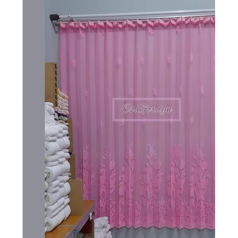 KLIMAUSHOP GORDEN VITRASE PLISKET KAWAT S PINTU ATAU JENDELA / DALAMAN LEBAR 1 METER WARNA PINK BIRU