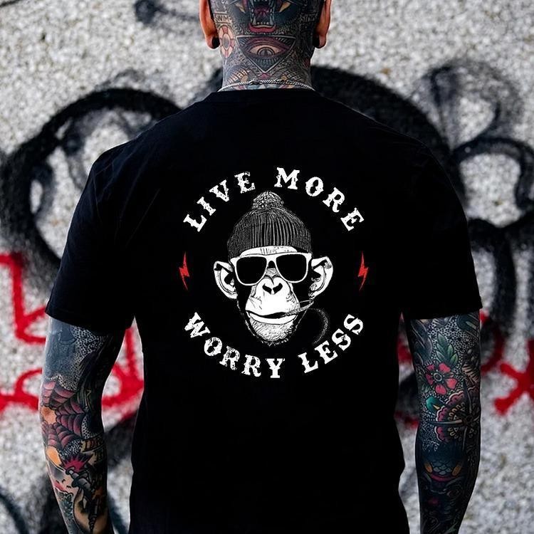 Kemeja-T Cetakan Grafik Merokok Monyet, Sangat Sejuk, Kapas Tulen, Bersaiz Besar, Fesyen, Koleksi Mu