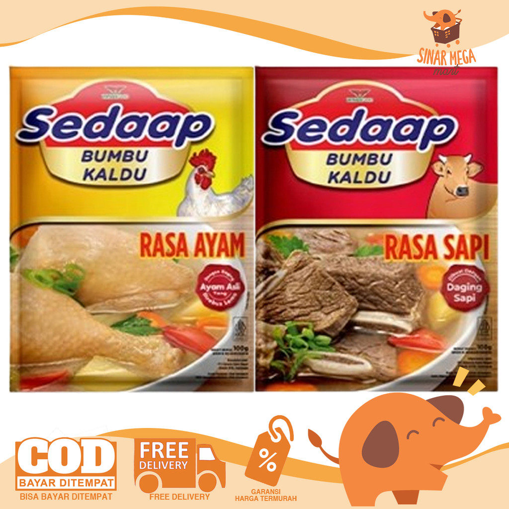 

SEDAAP Sedap Bumbu Kaldu Ayam/Sapi Kemasan Sachet Besar 100gr/250gr Murah