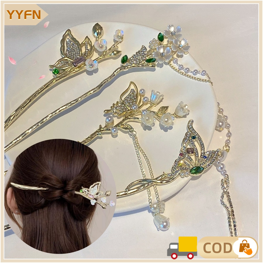 Tusuk Konde Bunga Plum Blossom Hairpin Jepit  Garpu Rambut Tusuk Konde Fashion Wanita Korea Motif Bu