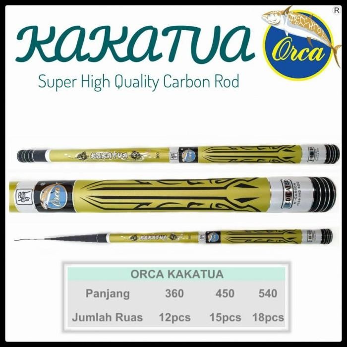 Joran Tegek Orca Kakatua Ros Pendek Super High Quality Carbon 360, 450 dan 540