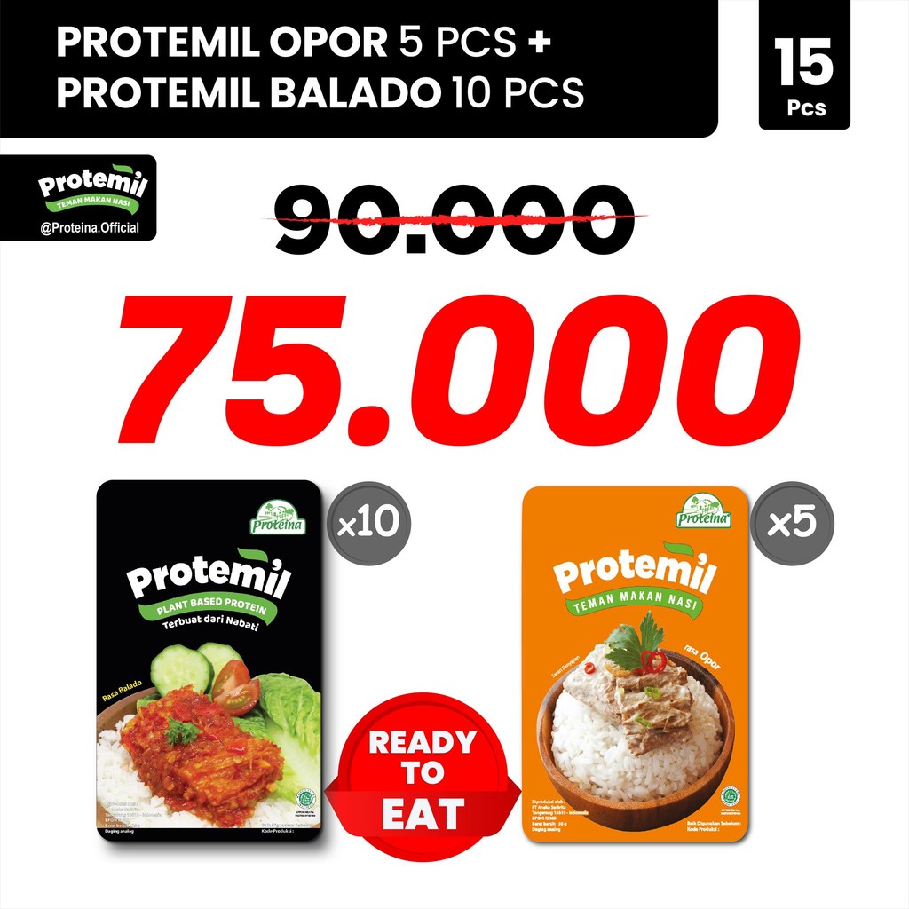

Paket Protemil Balado & Opor (15pcs) / Siap Makan / Makanan Instan