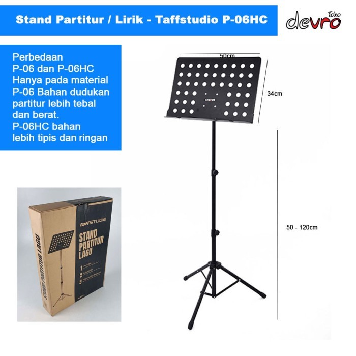 Stand Partitur Sheet Musik - Stand Lirik - TaffSTUDIO P-06HC - Taff P-06HC