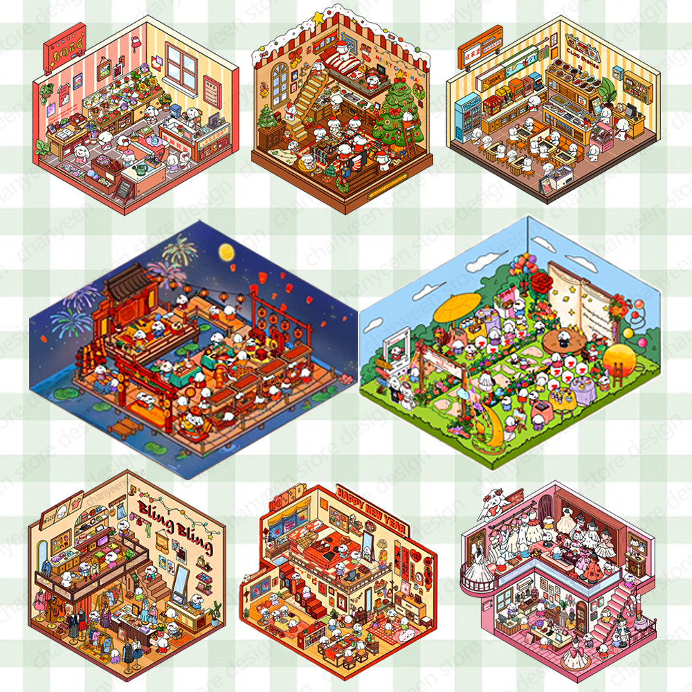 

Cartoon Multi Scene Sticker Collection DIY Sticker Pocket Cabin Scene Stacking Pasting Christmas Birthday Gift for Kid Child