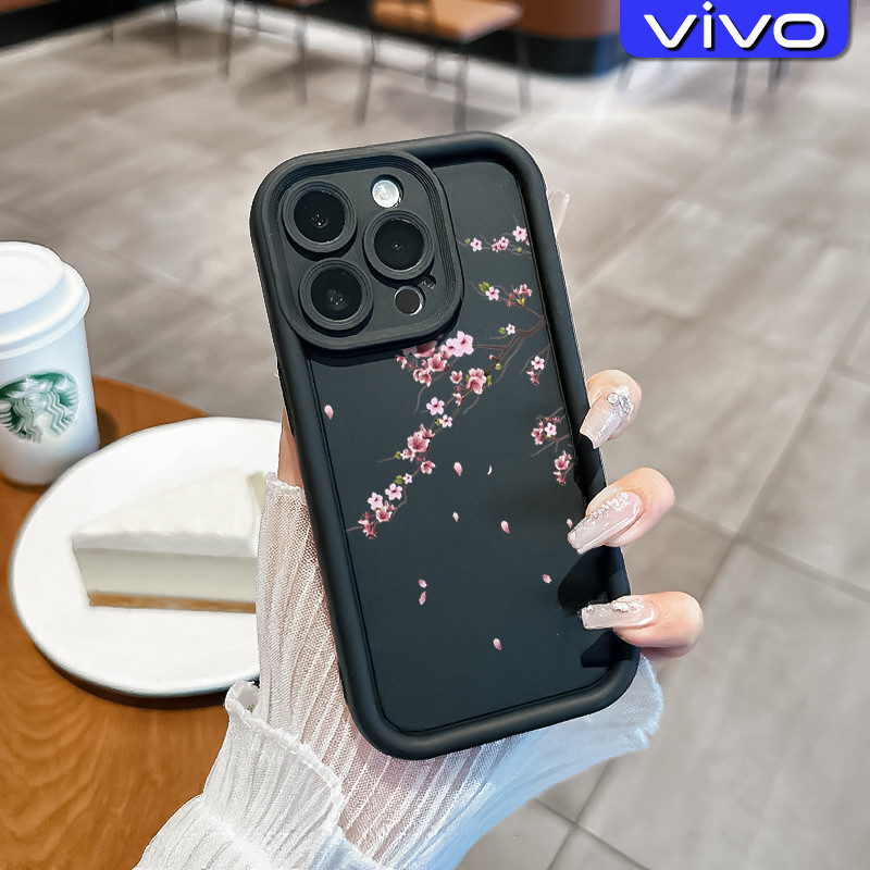 Estetik Bunga Keren Silicone Case VIVO Y17s Y12 Y12s Y20 Y15s Y21 Y16 Y22 Y02 Y17 Y27s Y19 Y30 Y91 Y