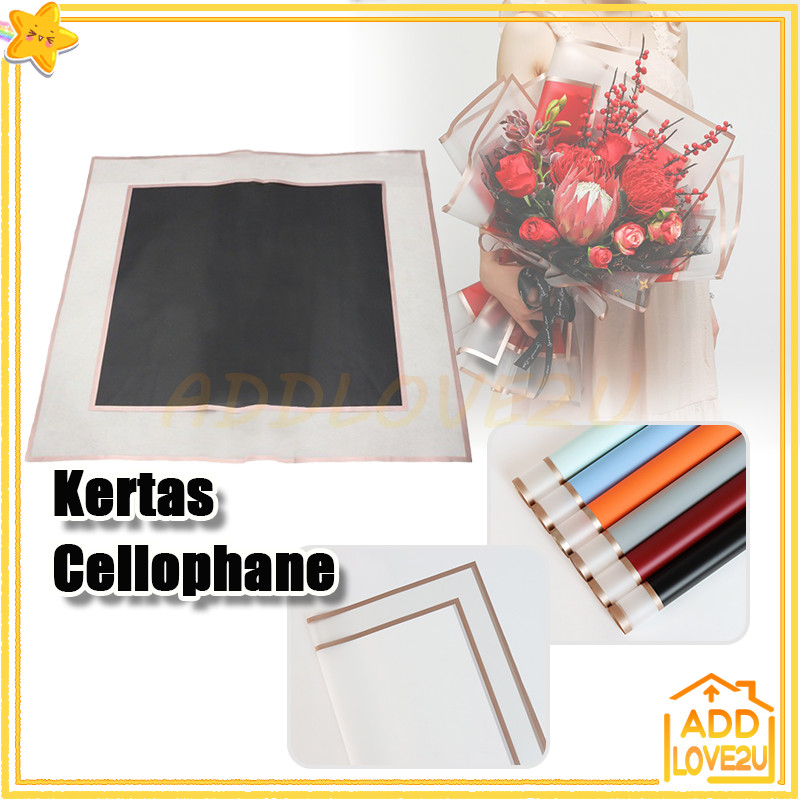

double transparent gold line flower wrapping paper/Kertas Bungkus Buket Bunga/Kertas Cellophane / Kertas Bunga / Kertas Kado