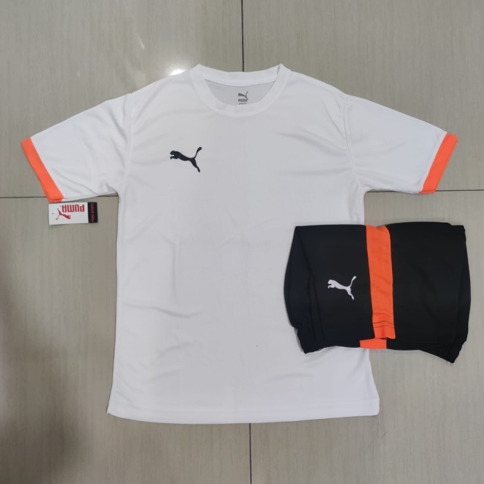 Jersey | setelan baju bola futsal drifit size m-xl putih merah hijau - Putih, M