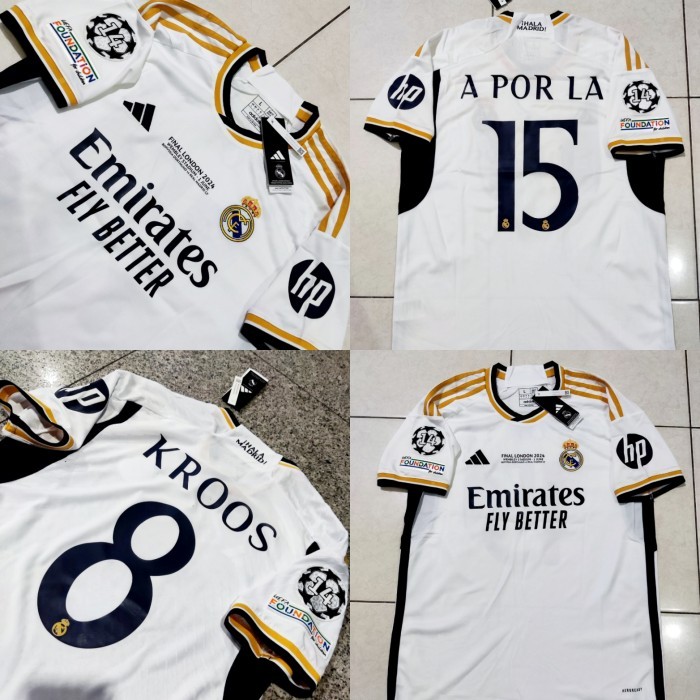 JERSEY BAJU BOLA MADRID HOME 2023/2024 FULLPATCH UCL + NAMESET - FP + NAMESET, S