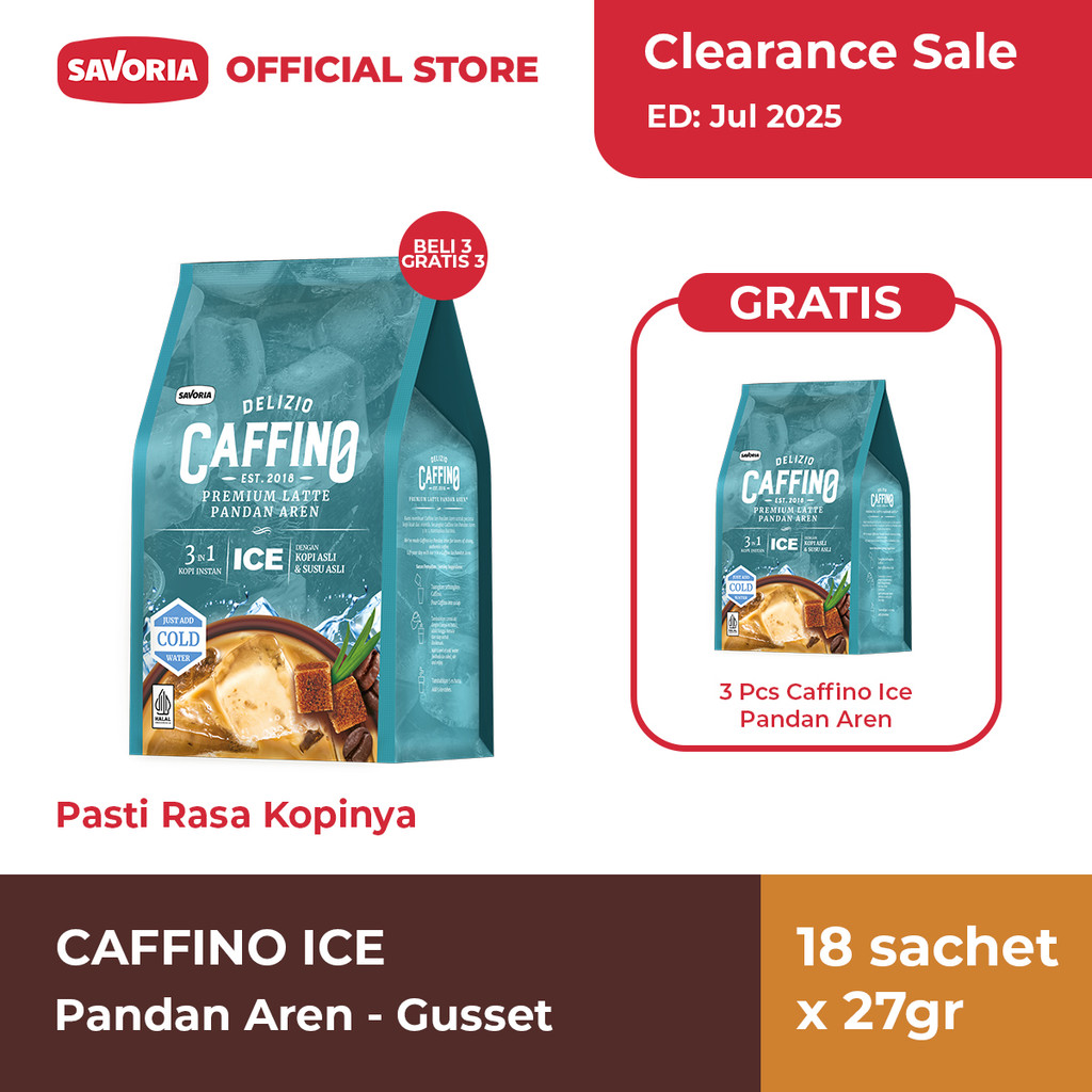 

[Buy 3 Get 3] Caffino Ice Pandan Aren Gusset - Bubuk Es Kopi Instan 36 Sachet x 27g