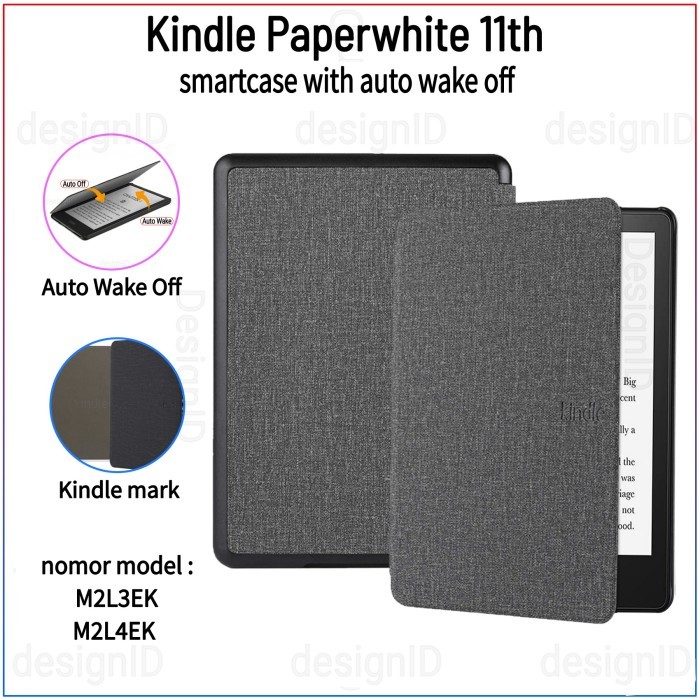 

promo -kindle paperwhite 11th 2021 fabric case denim casing cloth cover unik - Black denim