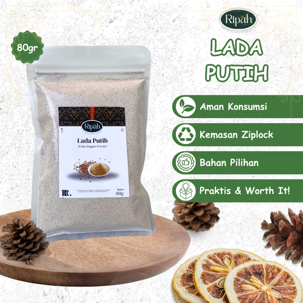 

80gr Merica Lada Putih Bubuk Ground White Pepper 100% Ripah Rempah PREMIUM QUALITY