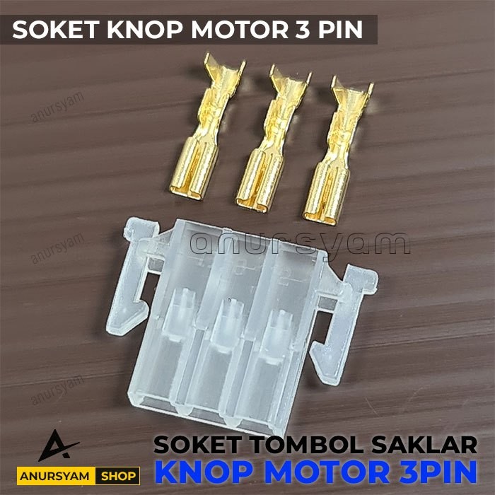 Socket Knop Saklar Kaki 3 Tanpa Kabel | Soket Saklar Lampu Dim Motor 3 Pin