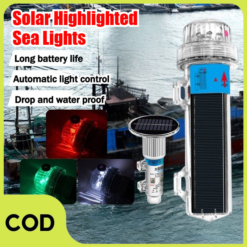 [COD] Lampu Torpedo Bertenaga Surya Lampu Luar Ruangan Cahaya Tiga Warna Jaring Lampu  Tahan Air Kap