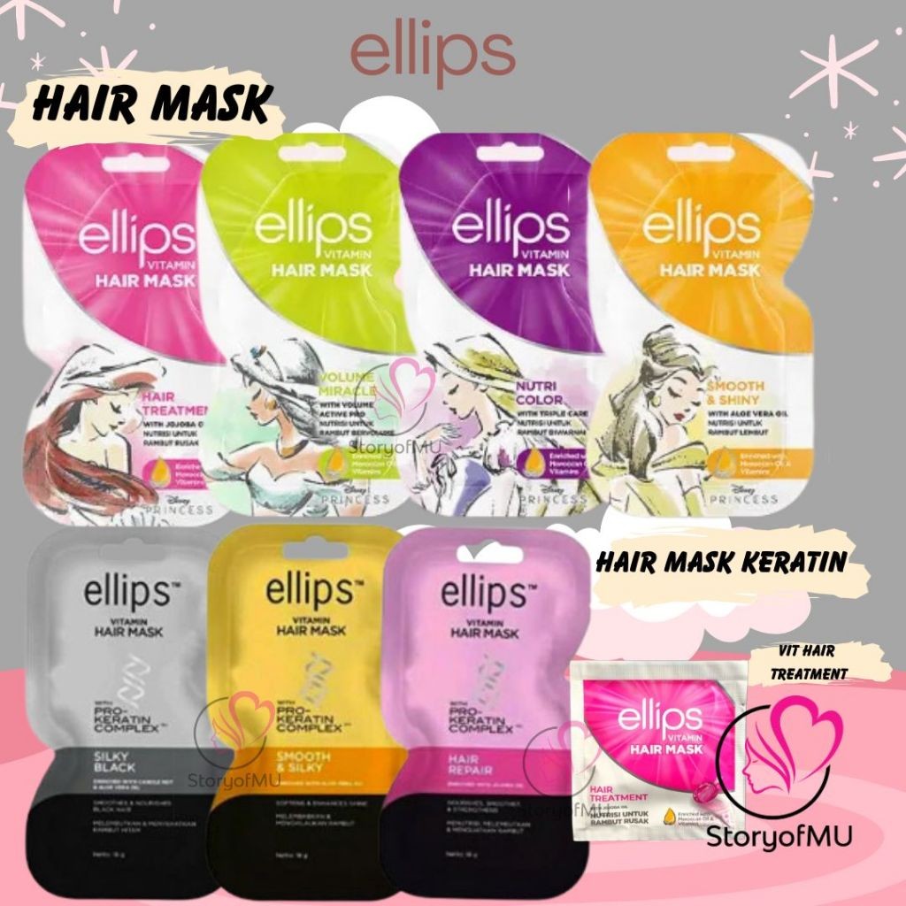 MINJIE x ️ StoryofMU ️ ELLIPS Hair Mask 12gr 18gr 20gr Keratin Sachet - Masker Rambut | Melembutkan 
