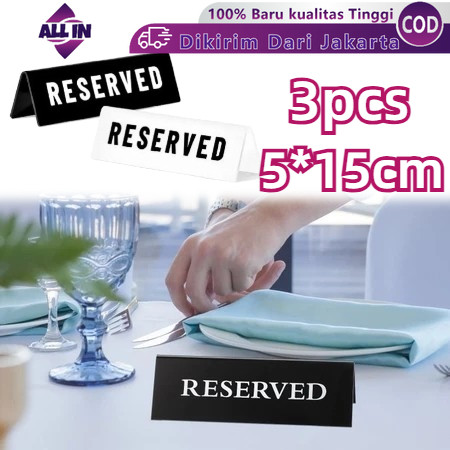 

3pcs Papan Meja Reserved Akrilik Elegan – Tanda Meja Restoran & Kafe