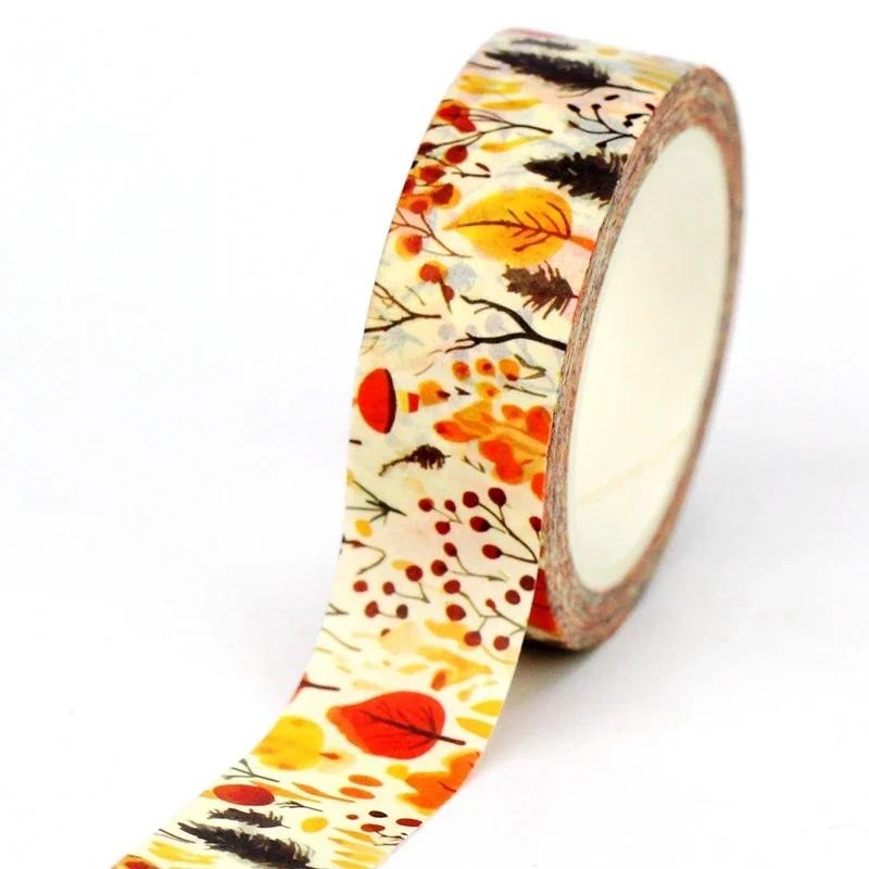 

NEW 1PC 10M Decor Fall Harvest Leaves Berries Washi Tape for Scrapbooking Journaing Adhesive Masking Tape Cute Papeleria