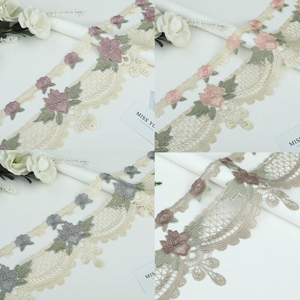 Renda Giper/ Gyper Bordir Besar Mawar Rumbai