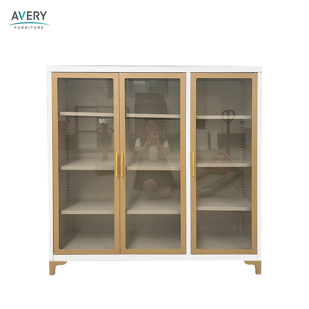 Avery - HST 3P - Lemari Sepatu Besi 3 Pintu / Lemari Besi Serbaguna Pintu Kaca Swing