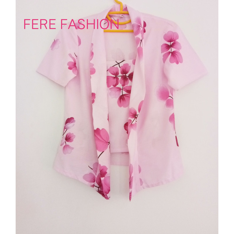 

✨LARIS✨ -Blouse kutubaru katun jepang pink flower - Flower Pink, S