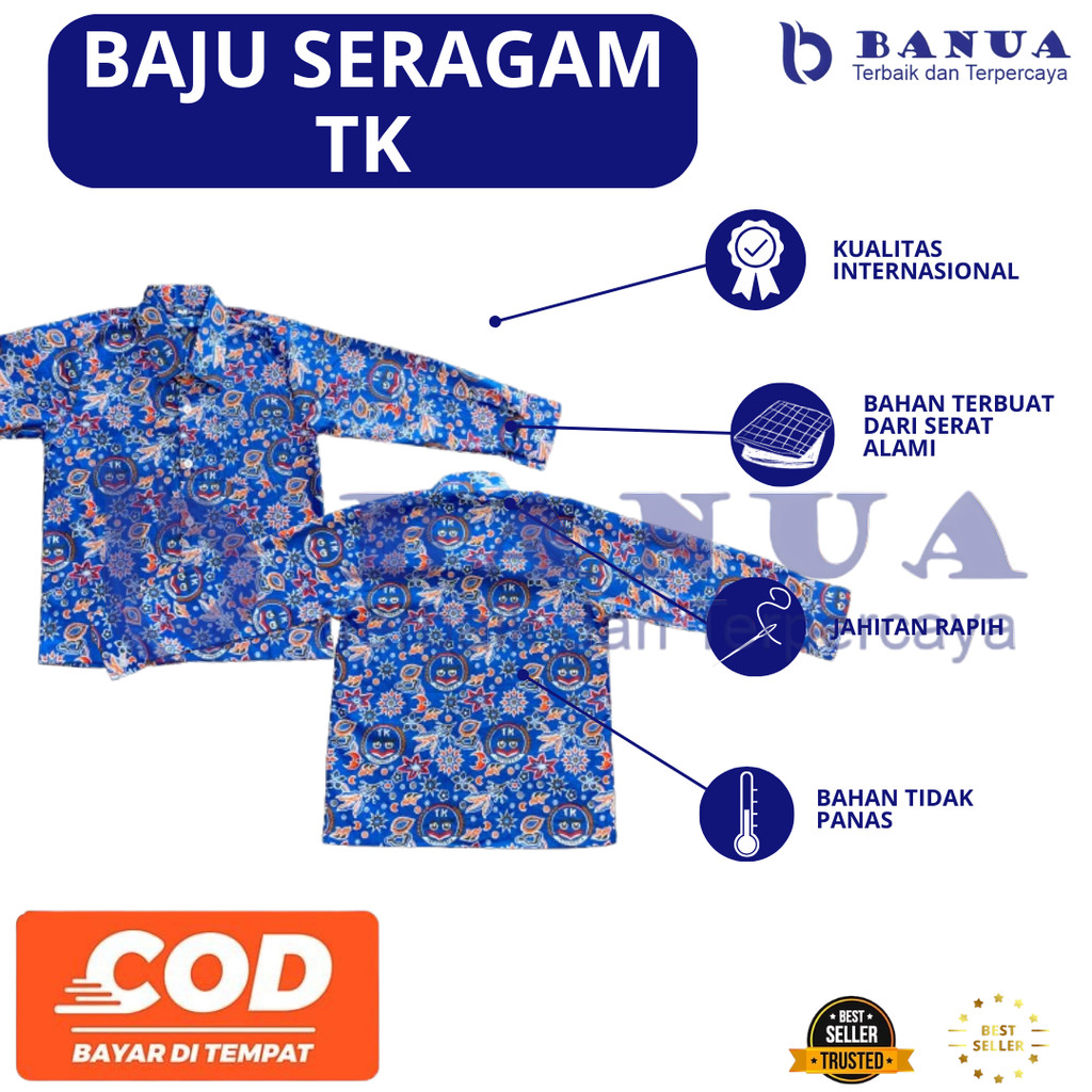 BAJU SERAGAM TK  SERAGAM BATIK BIRU TK  BAJU BATIK BIRU TK  SERAGAM TK  BAJU BATIK