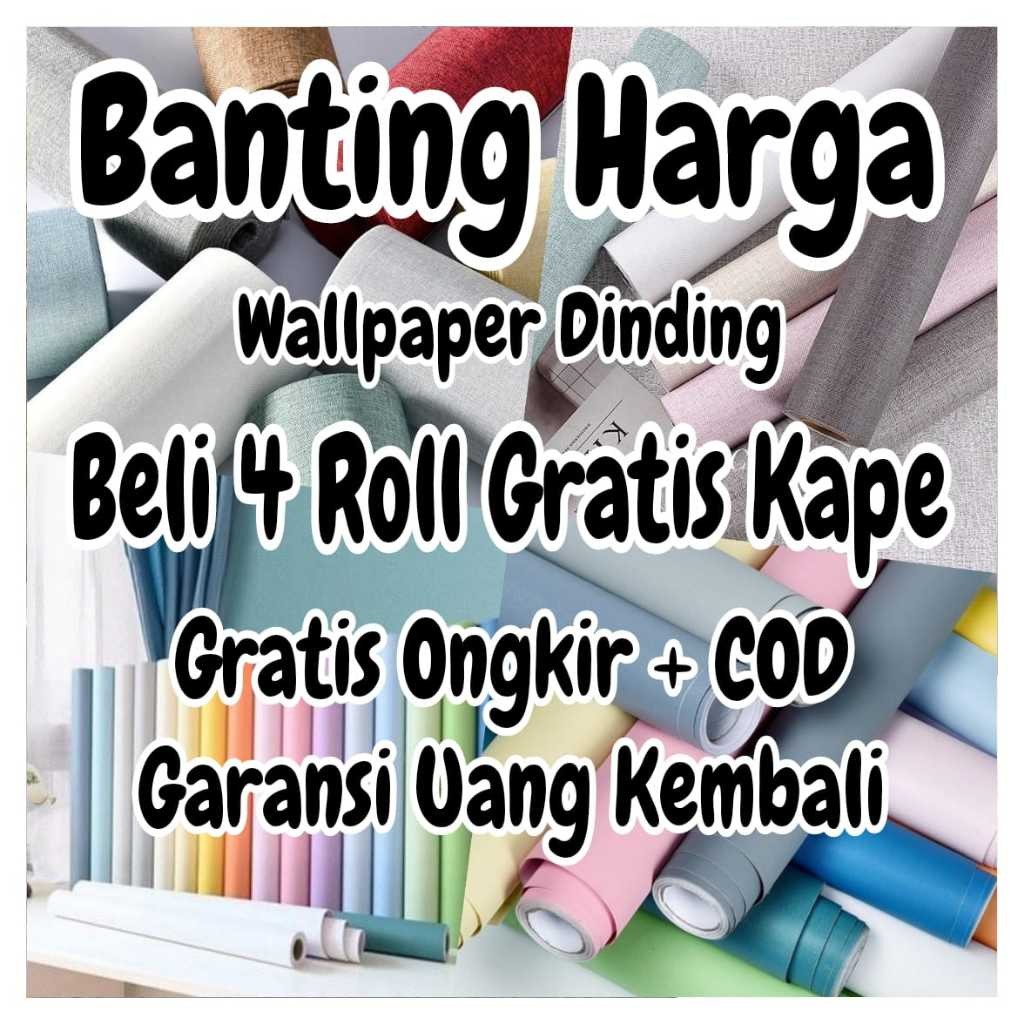 Wallpaper Dinding Motif POLOS EMBOS BATIK BUNGA GARIS SALUR BATU BATA MARMER KOTAK 3D KAYU PREMIUM