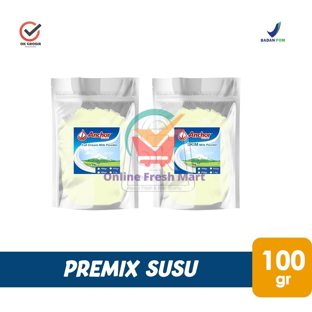 

Premix Susu Bubuk Anchor / Full Cream / Skim Powder For Baking (100 gr) - Online Fresh Mart Denpasar