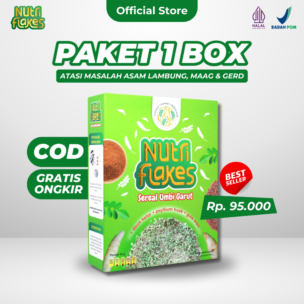 

Nutriflakes Sereal Umbi Garut Ampuh Mengatasi Asam Lambung 1 Box