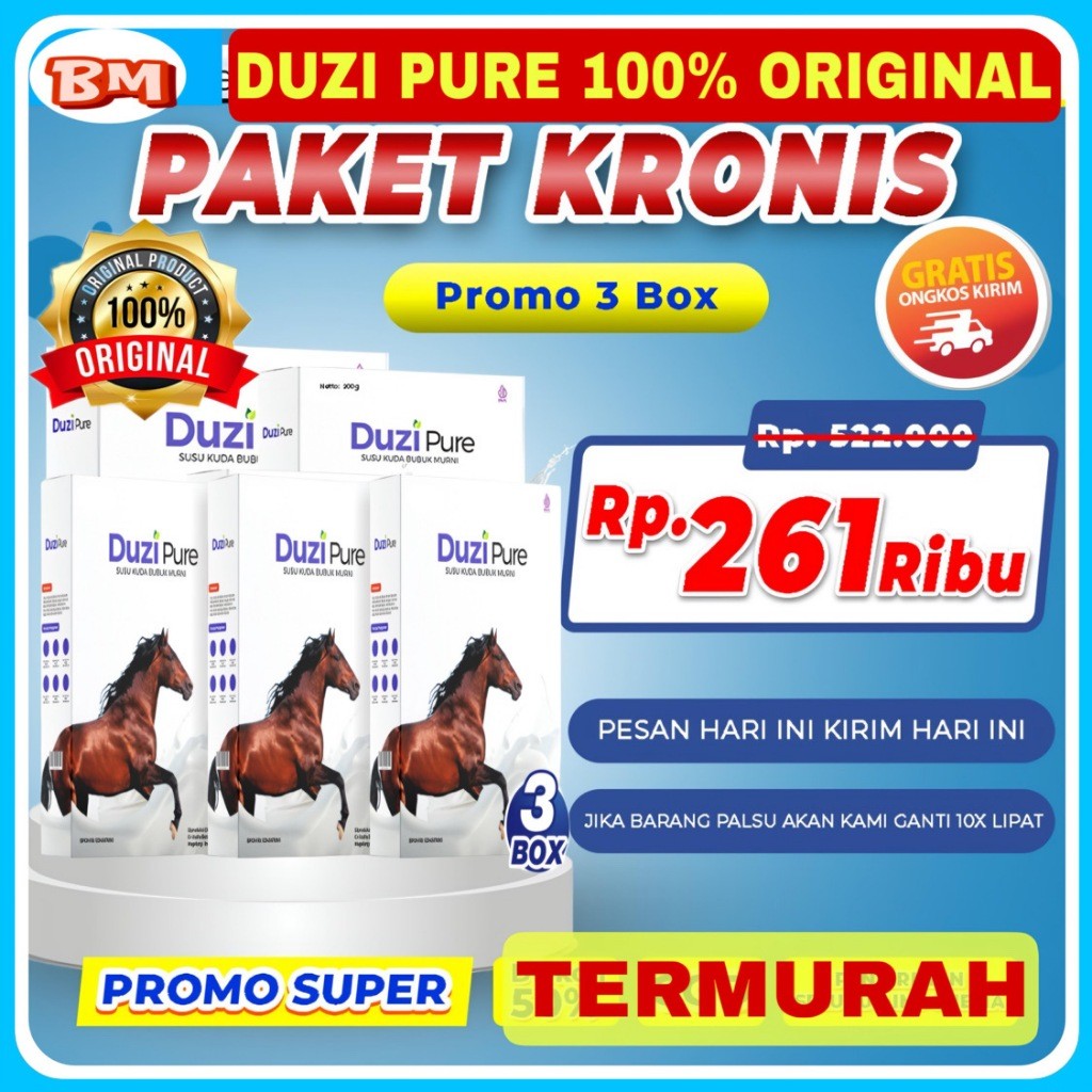 

Duzi Pure Susu Kuda Bubuk Asli Lombok Isi 3 Box