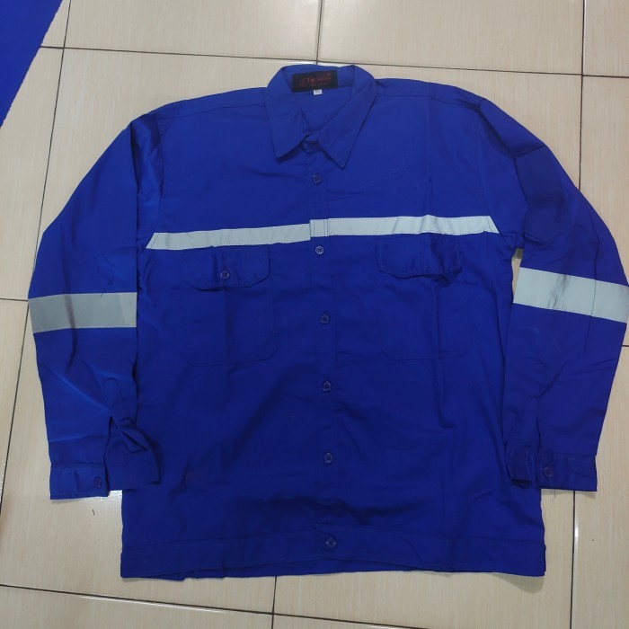 Seragam Safety Kerja Lengan Panjang - Biru Muda, XL