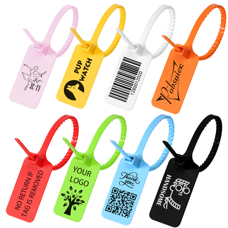 

100 Custom Logo Tag Zip Ties Off Labels White Plastic Security Garment Clothes Shoe Brand Logo Hang Label Tags Seals 300mm/11.8