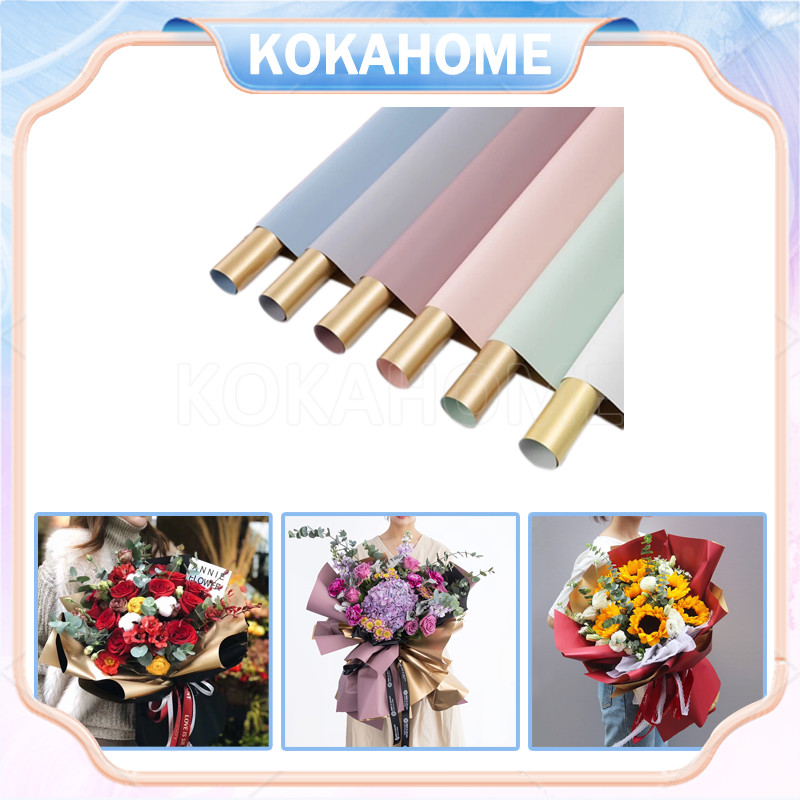 

kertas bunga cellophane dua warna gold flower/wrapping paper bi color gold/2 warna kertas buket bunga