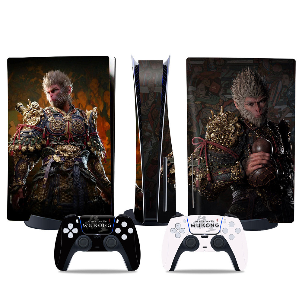 

Black Myth Wukong Vinyl Protective Cover Wukong Stickers Console and Controller Skins for PS5 Disc Digital Console Controllers