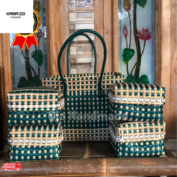 Anyaman Terkini / tas anyaman bali  tas anyaman keben jali premium/ Set keben isi 4