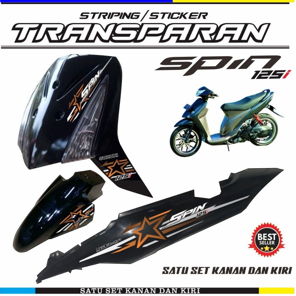 lis polet Striping Transparan Motor Spin 2009 Sticker Bintang Keren