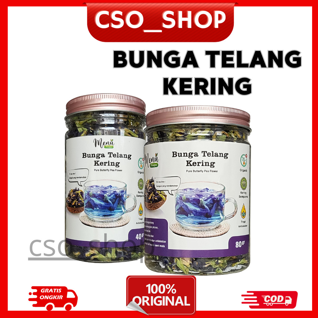 

Bunga Telang Kering Organik - Teh Bunga Herbal Kesehatan - Teh Butterfly Pea Flower MenuPangan