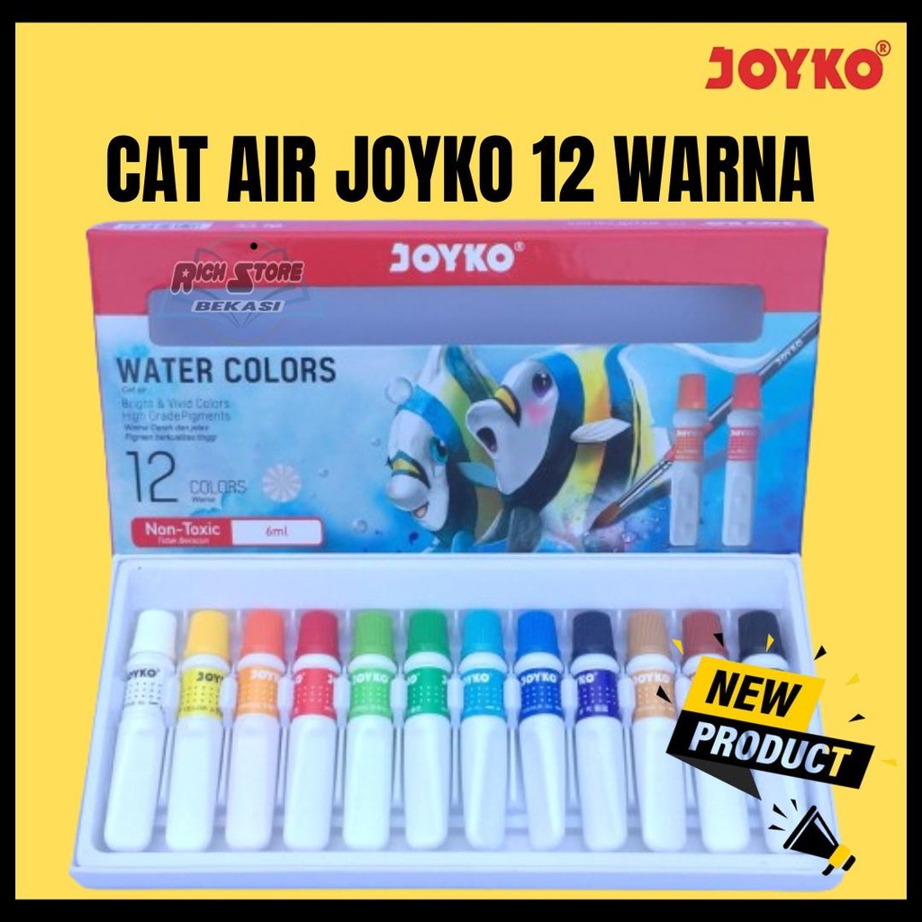 

CAT AIR MERK JOYKO SATU SET 12 WARNA 6 ML NON TOXIC
