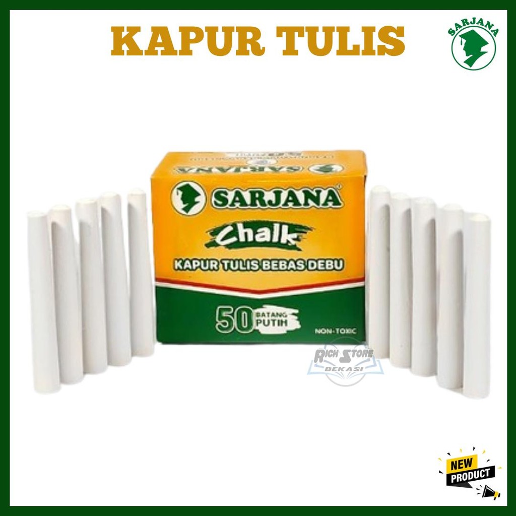 

KAPUR TULIS MERK SARJANA WARNA PUTIH 1 PACK ISI 50 BATANG KAPUR - Stationery
