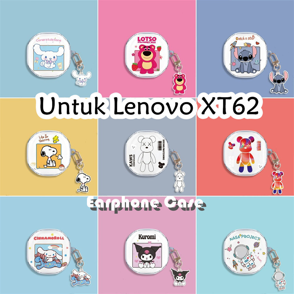 【Coco Case】Untuk Lenovo XT62 Case Kreatif transparan Snoopy Soft Silicone Earphone Casing