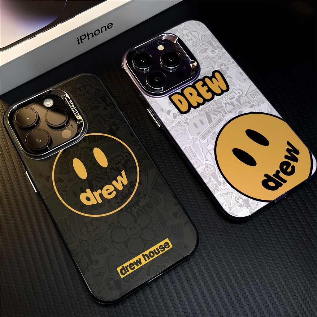Casing Ponsel Silikon Lembut Berlapis Emas Logam Fashion Smile untuk iPhone 15 15 Pro 15 Pro Max XR 