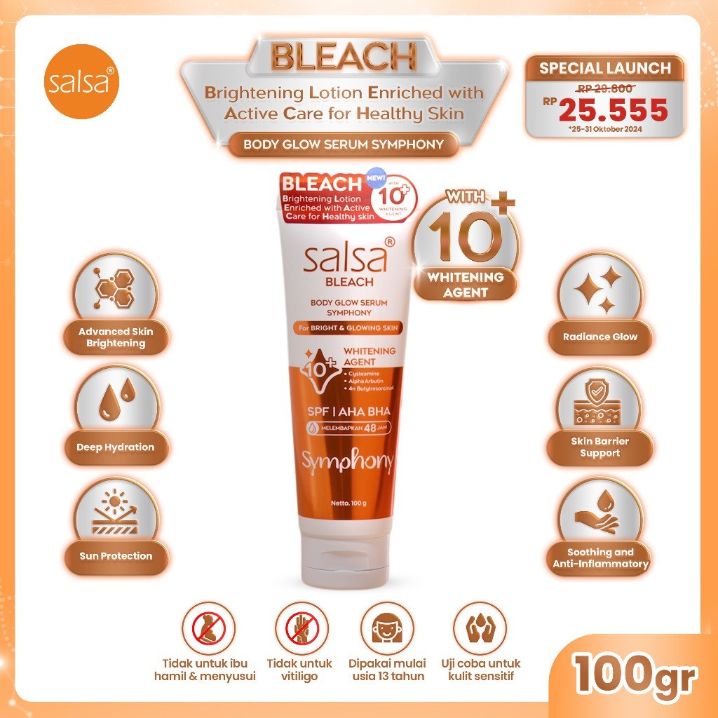 SALSA BLEACH BODY GLOWY SERUM SYMPHONY WHITENING AGENT - 100G