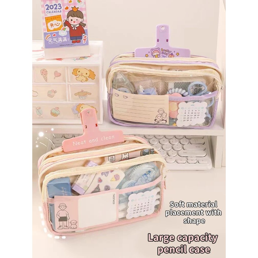 

1PC StationeryBag Pencil Case Large Capacity Pencil Case Handheld Pencil Case Stationery Box Cosmetics Portable Gifts Suitable