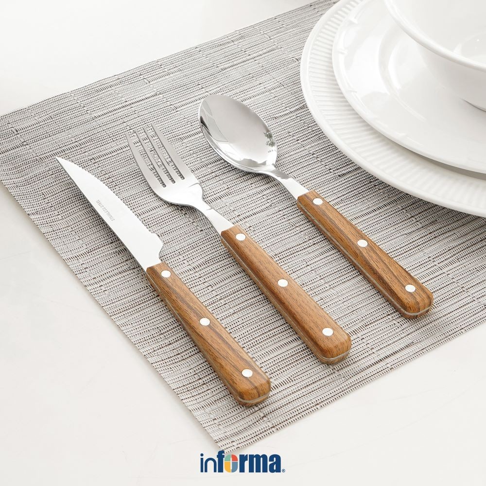 Informa Appetite Set 12 pcs Alat Makan Klasik Dengan Pisau - Cokelat Pisau Makan Spoon Fork Cutlery 