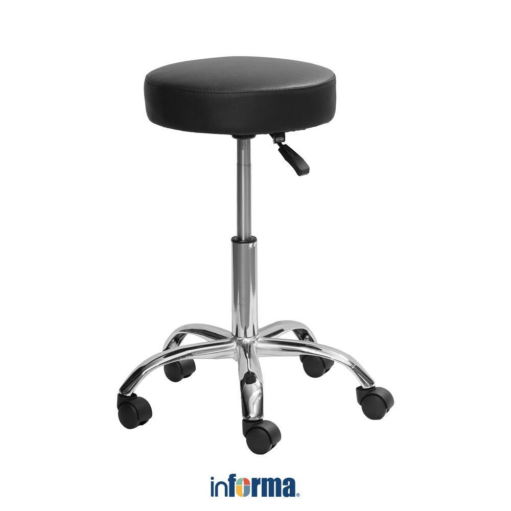 Informa Zila Bangku Kulit - Hitam Multipurpose Stool Bangku Makan Cafe Restoran Serbaguna Furinture 