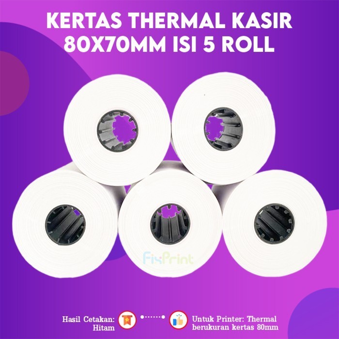 

FixPrint Continous Paper Roll EDC Thermal 80x70mm 80x80mm Kertas Struk Kasir 80x80mm 80x70mm New