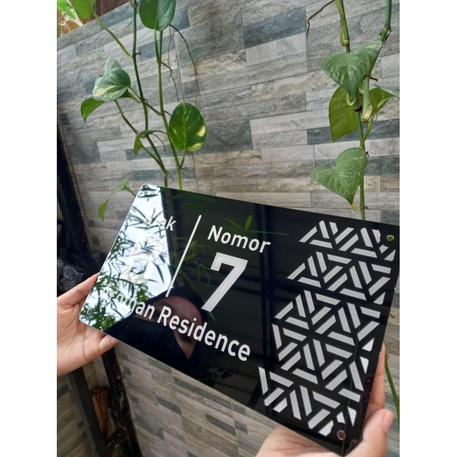 Papan NOMOR RUMAH | No rumah acrylic akrilik type aesthetic minimalis - HITAM PUTIH, PEN STAINLESS
