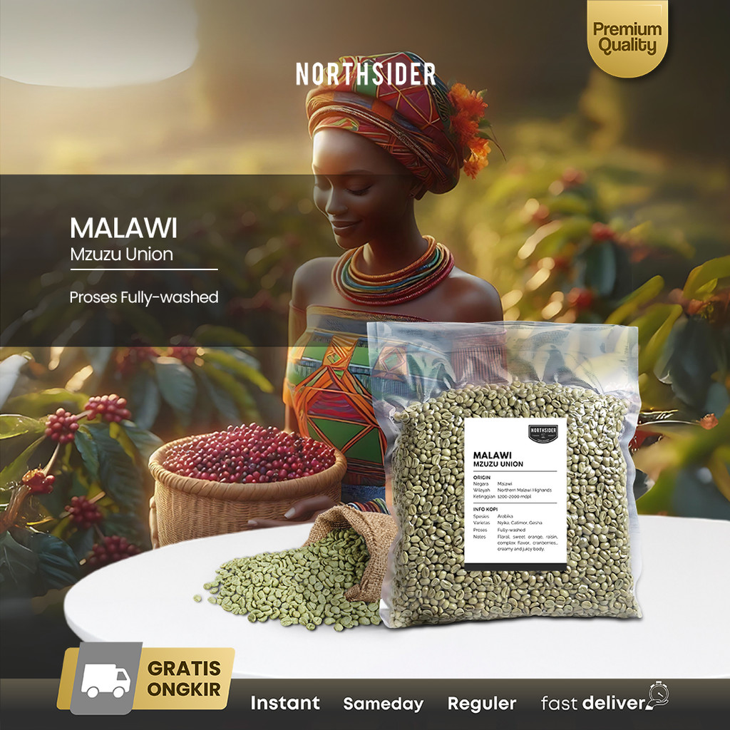 

Green bean Arabika Kopi Malawi Mzuzu union Fully-Washed coffee - Biji kopi mentah