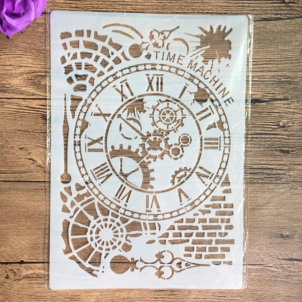 A4 size clock Flower Wall Painting Stencils Stamp Scrapbook Album Decorative Embossing Craft Paper D